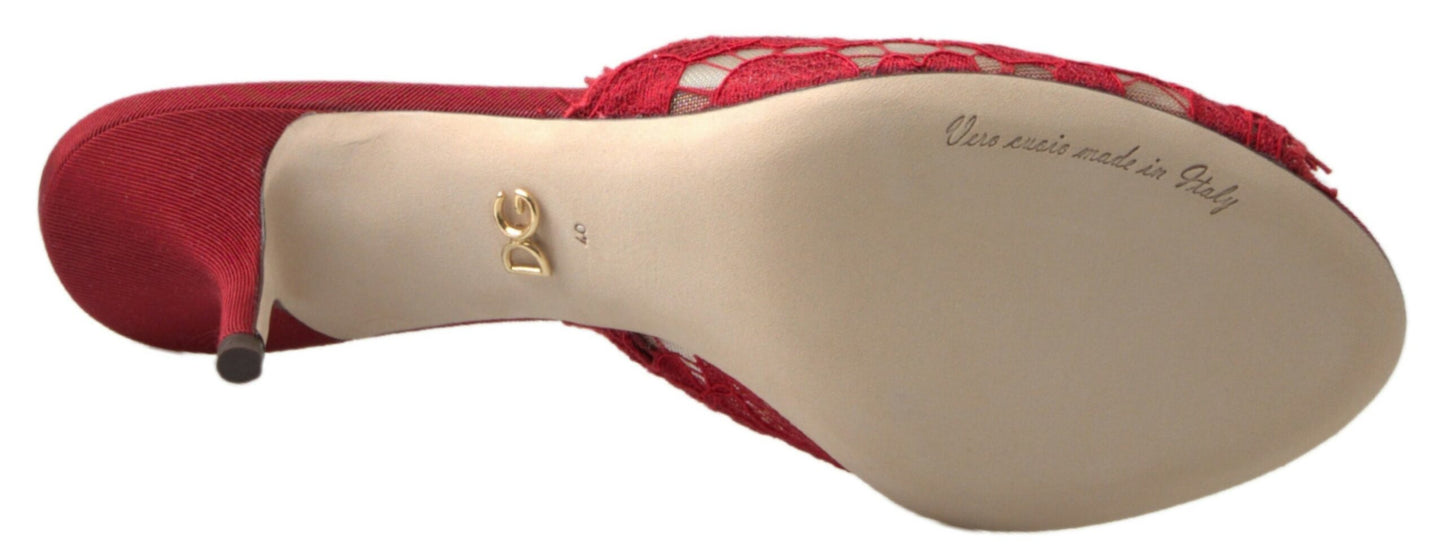 Red Taormina Lace Heels Sandals