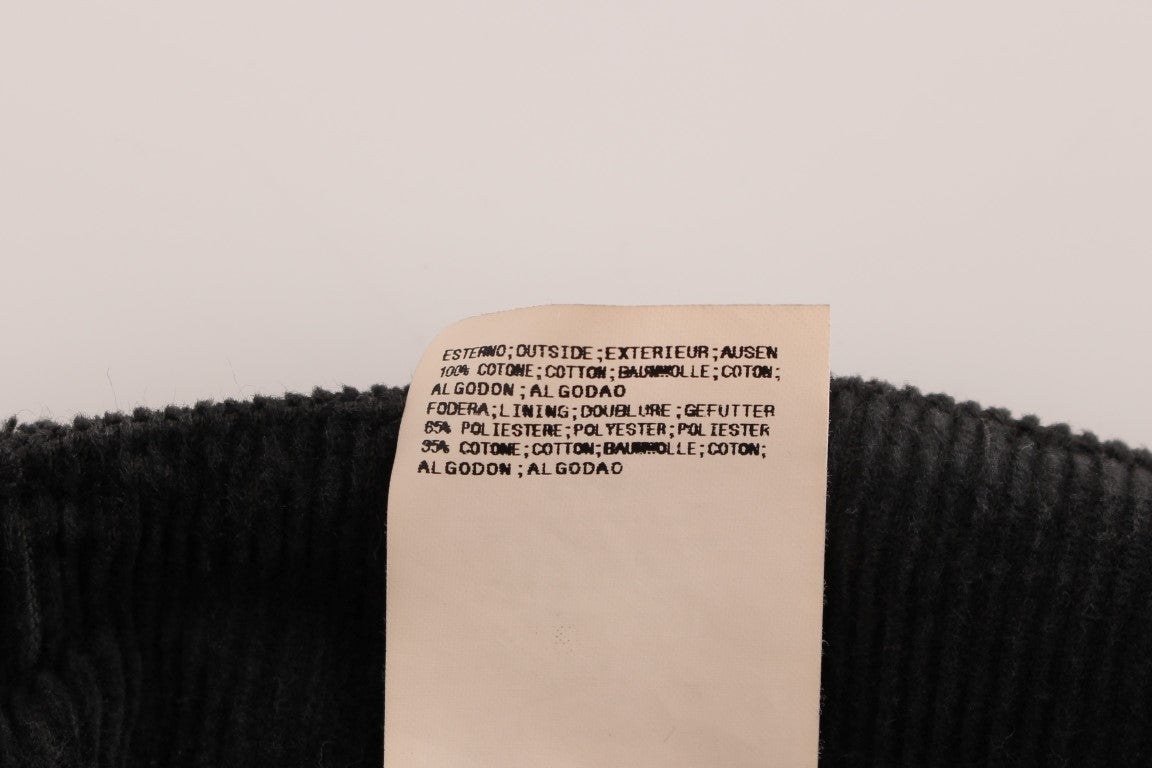 Elegant Black Cotton Corduroy Pants