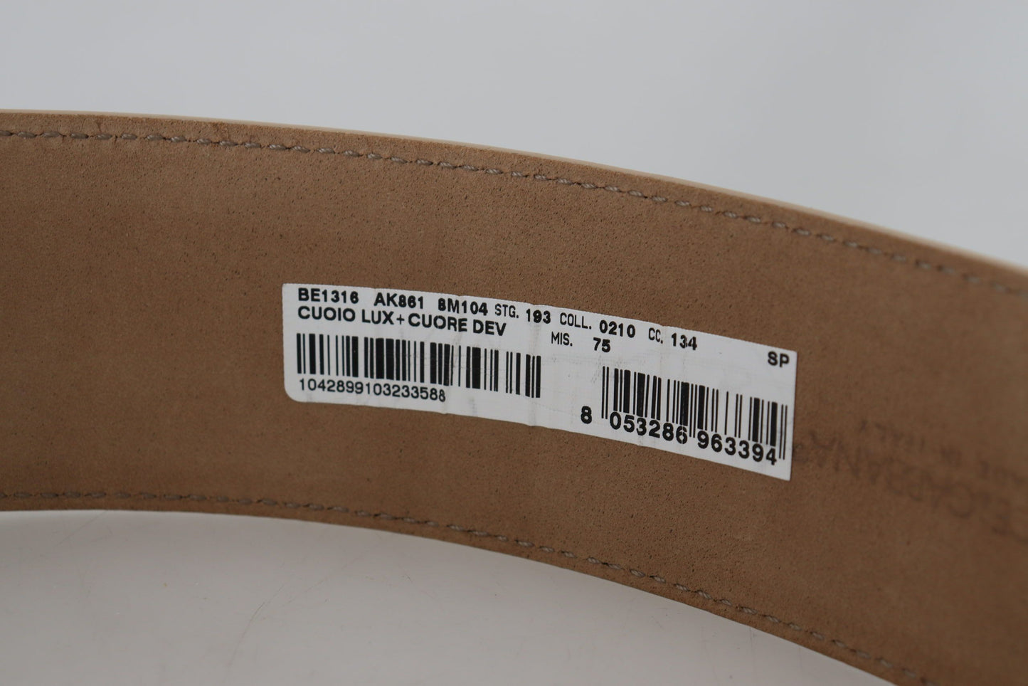Elegant Beige Leather Belt with Gold Buckle
