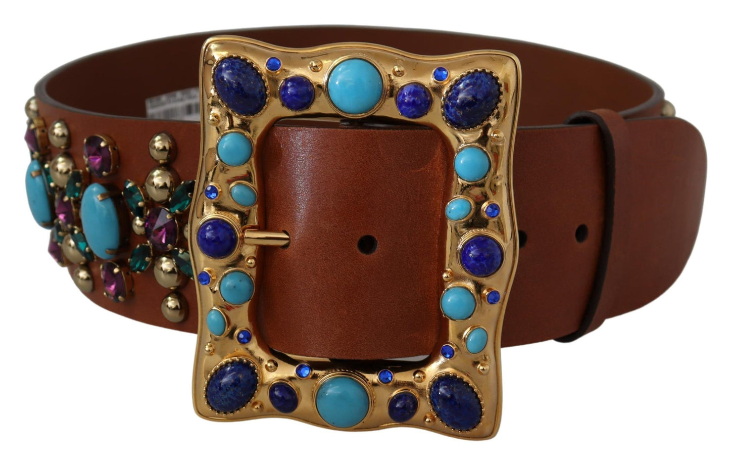 Elegant Studded Leather Belt with Gold Accents
