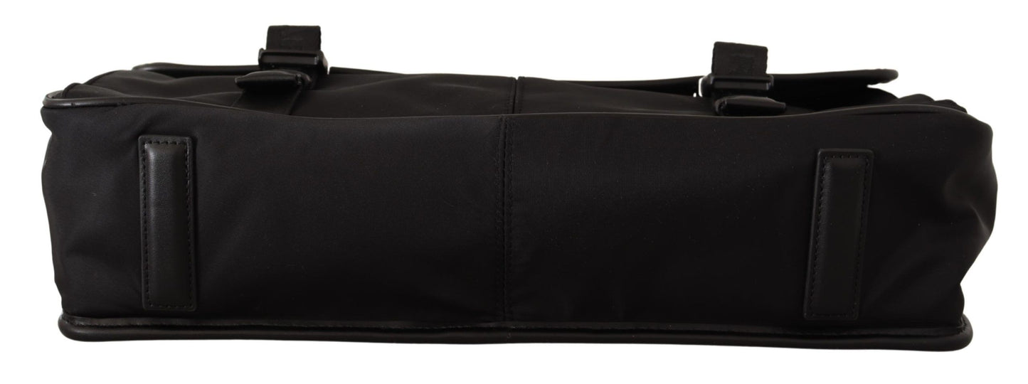 Sleek Black Designer Nylon Briefcase