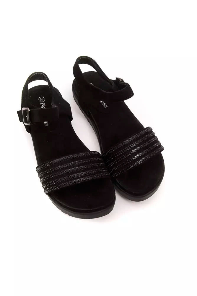 Elegant Ankle Strap Low Sandal with Rhinestones