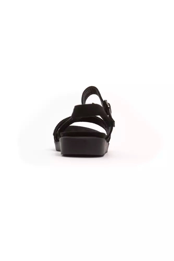 Elegant Ankle Strap Low Sandal with Rhinestones
