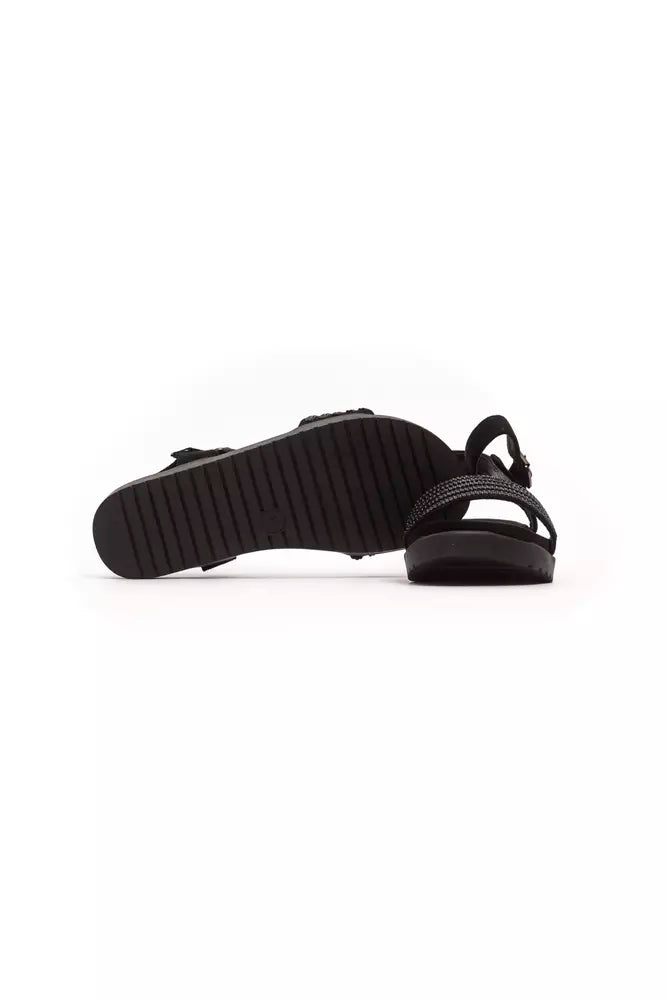 Elegant Ankle Strap Low Sandal with Rhinestones