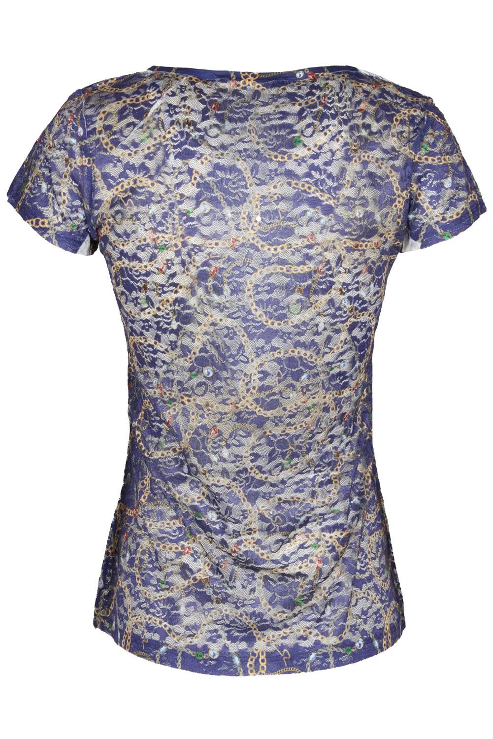 Chic Blue Sublimation Print Tee for Women