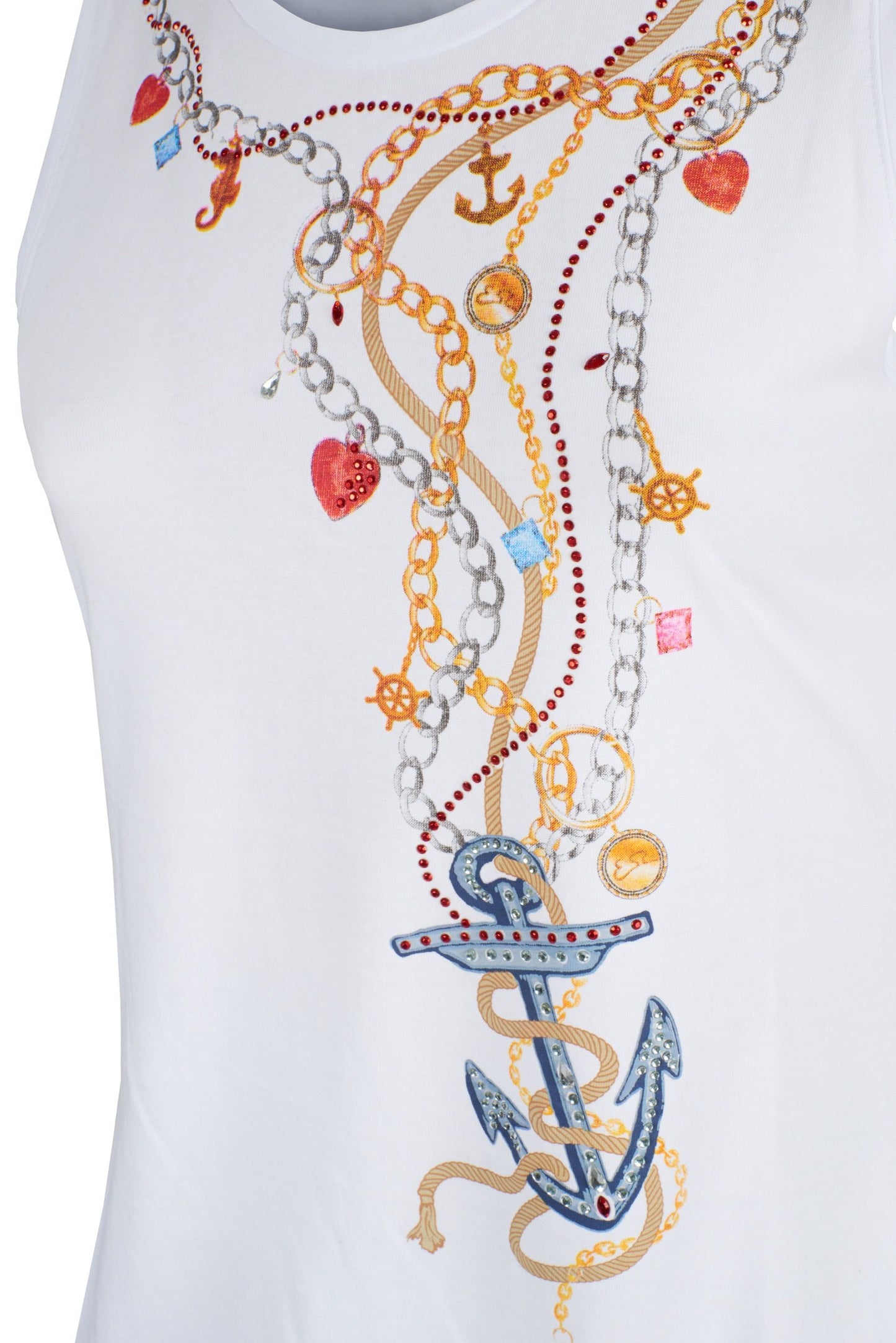 Elegant White Jewel Print Tank Top
