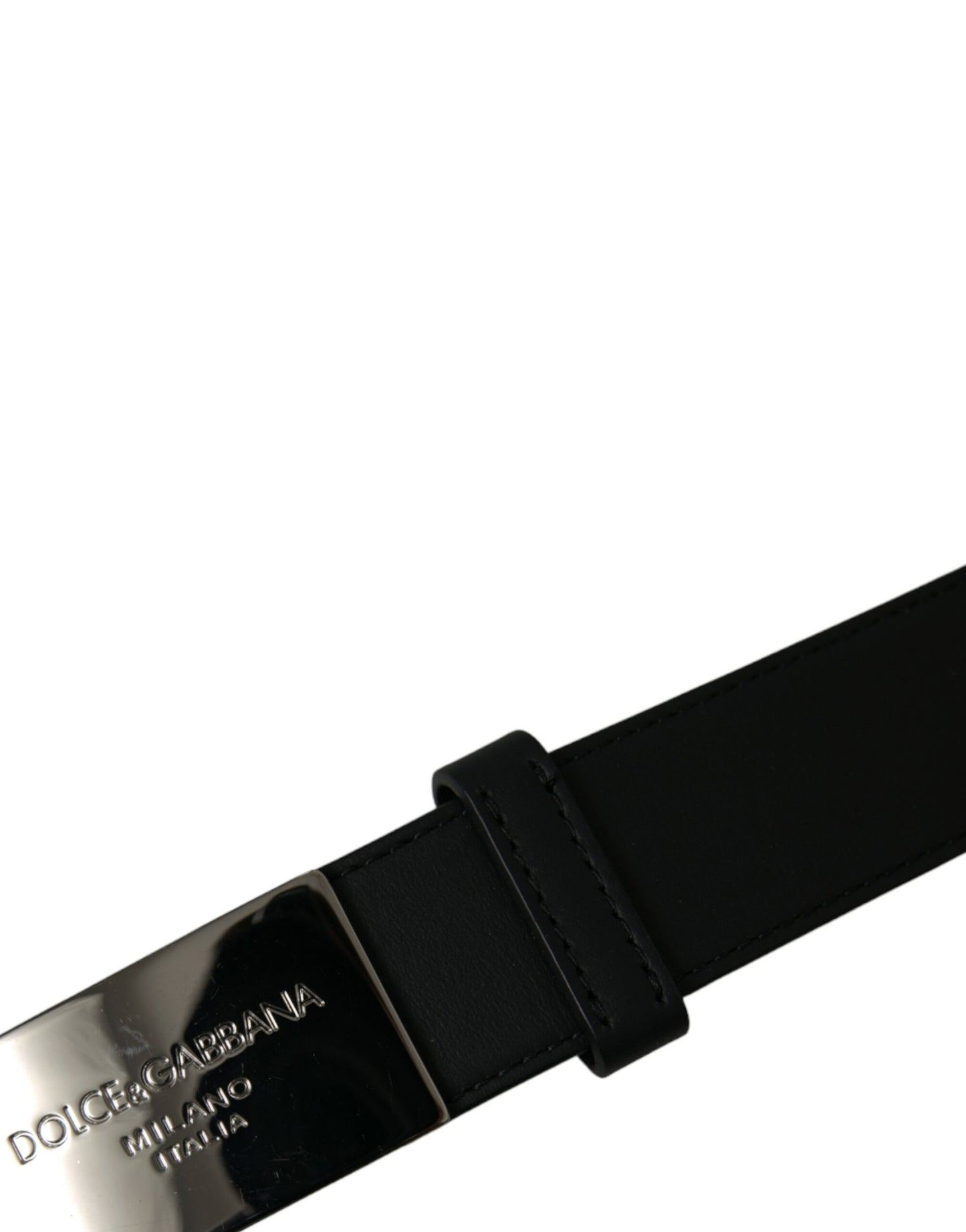 Black Leather Silver Metal Buckle Men Belt