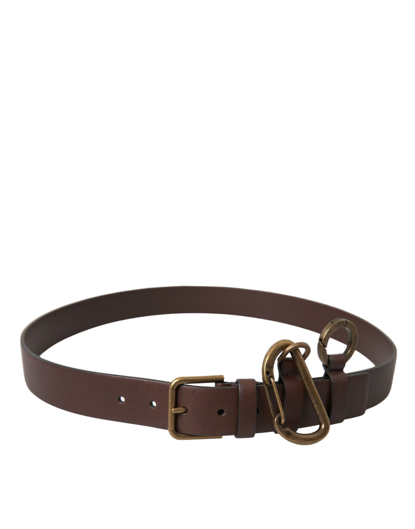 Brown Calf Leather Gold Metal Buckle Belt