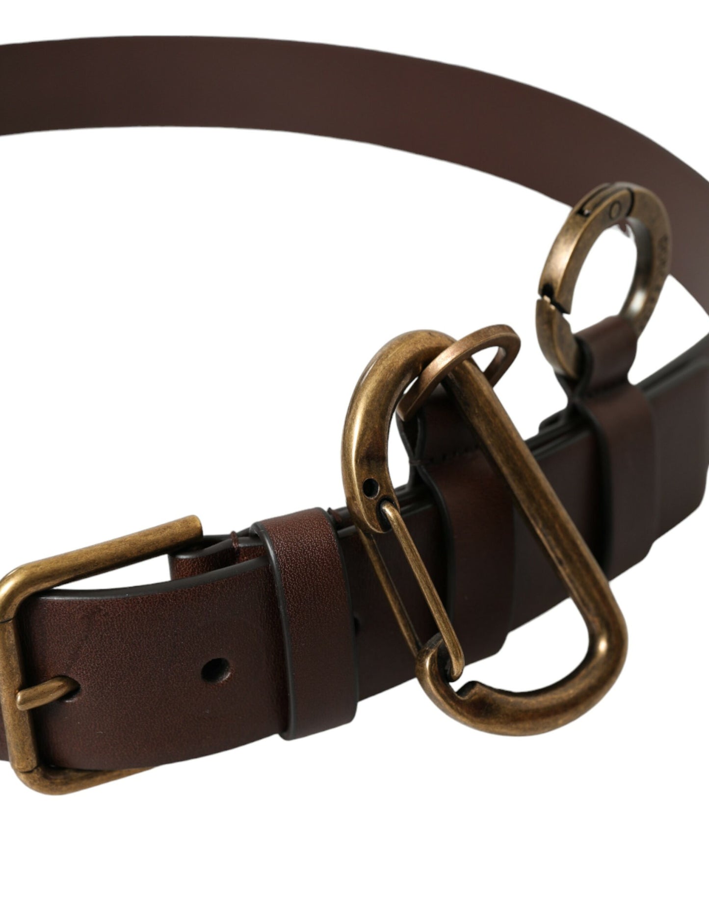 Brown Calf Leather Gold Metal Buckle Belt