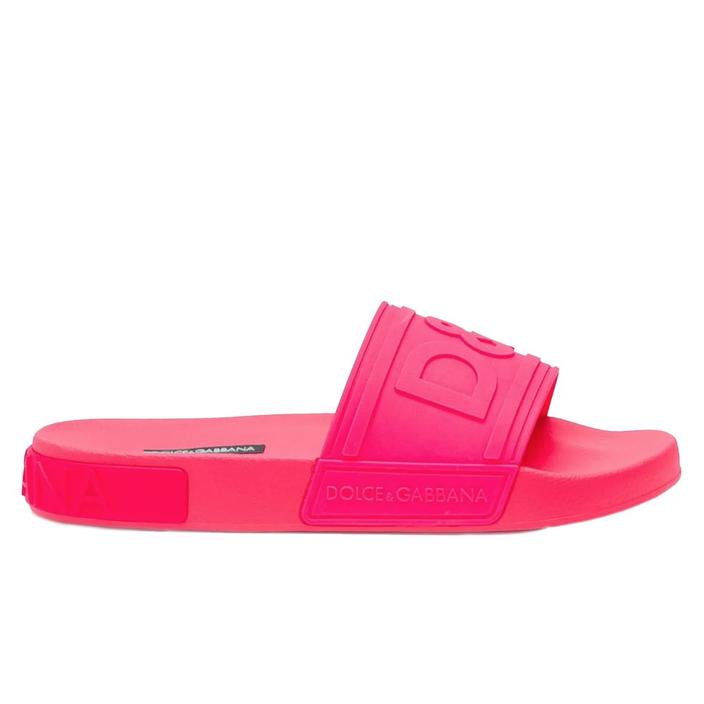 Chic Fuchsia Rubber Slippers with Logo Detail