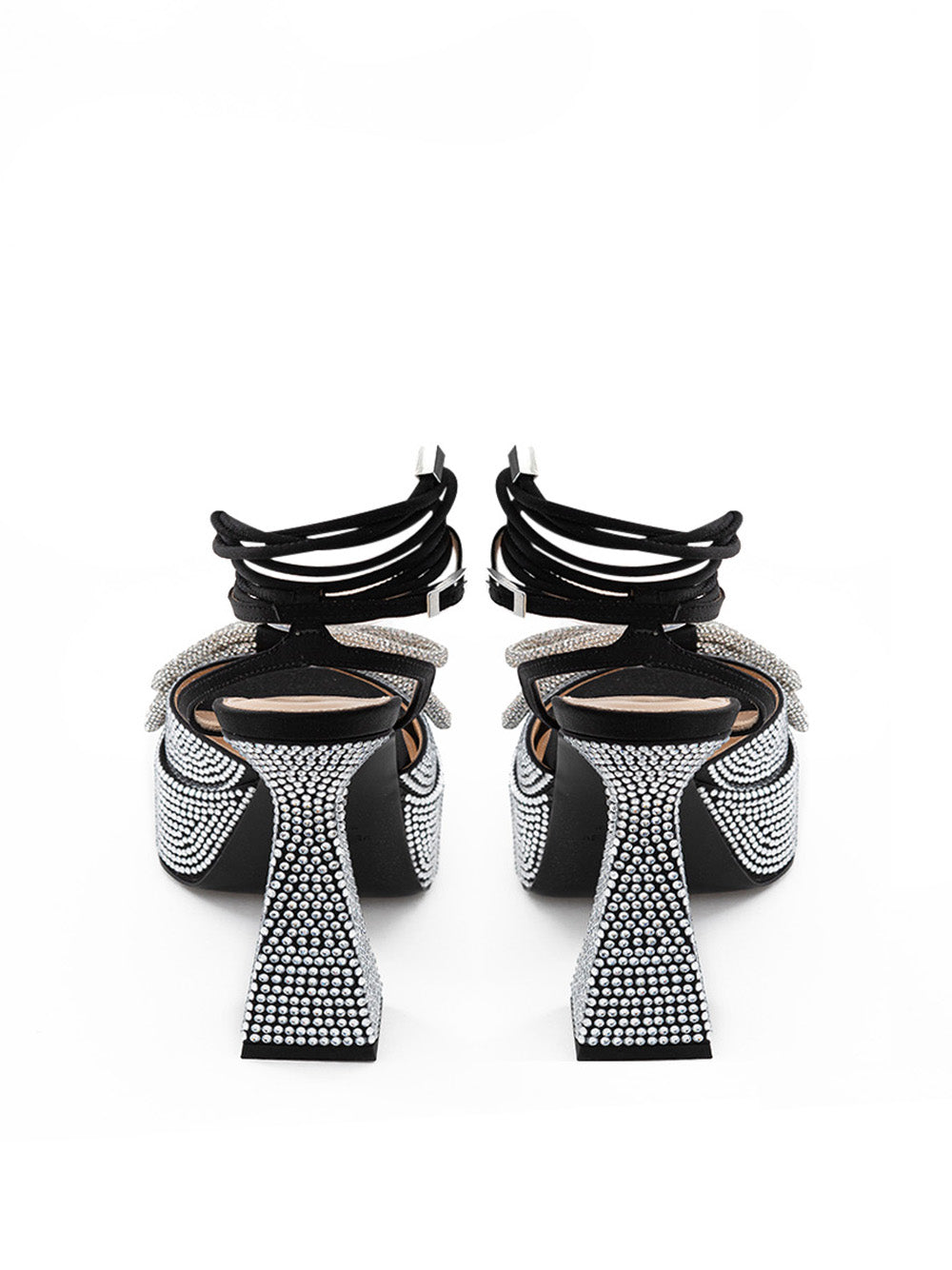 Black Plateau Sandals with Double Bow