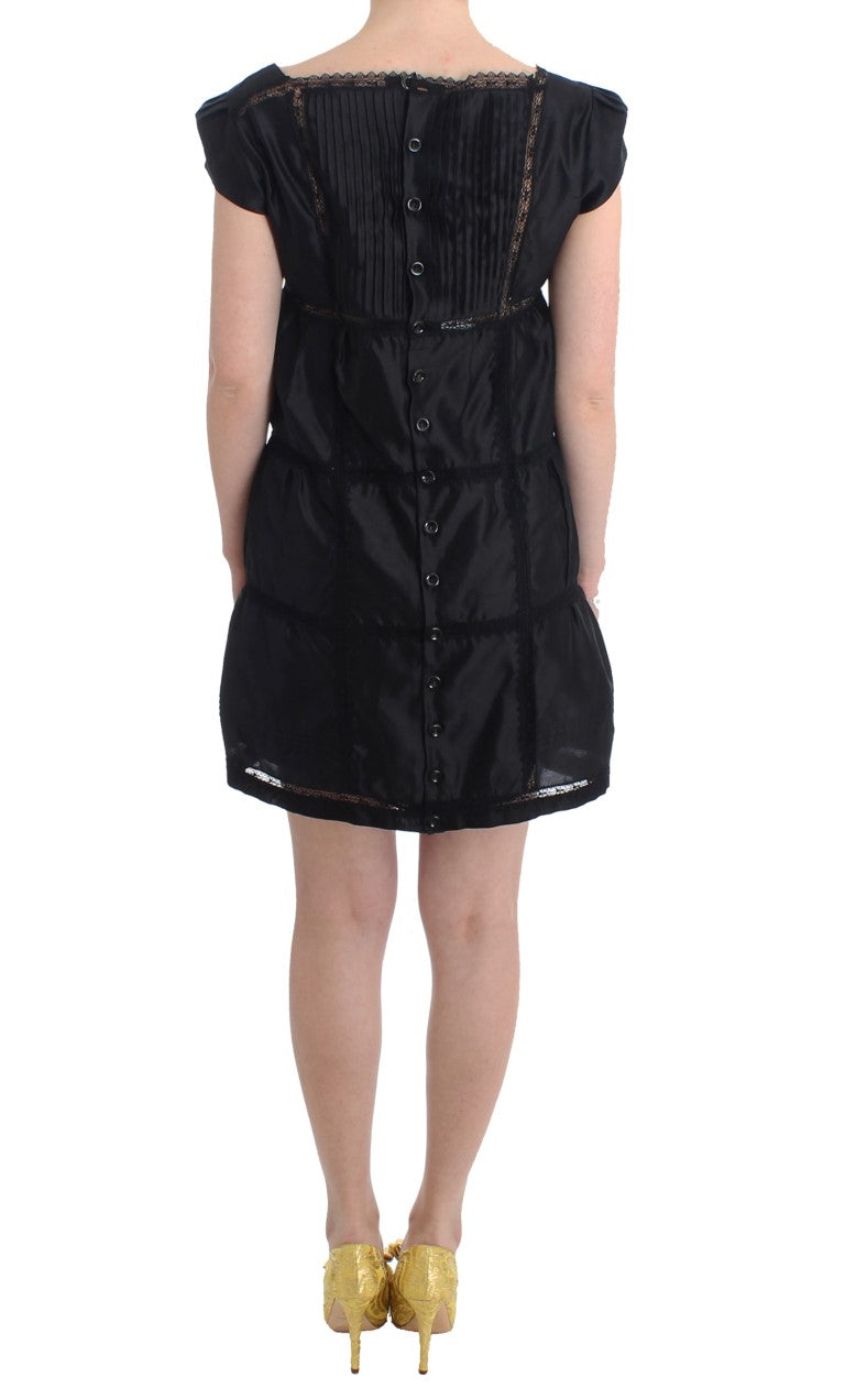 Elegant Black Cocktail Dress - Short Sleeve