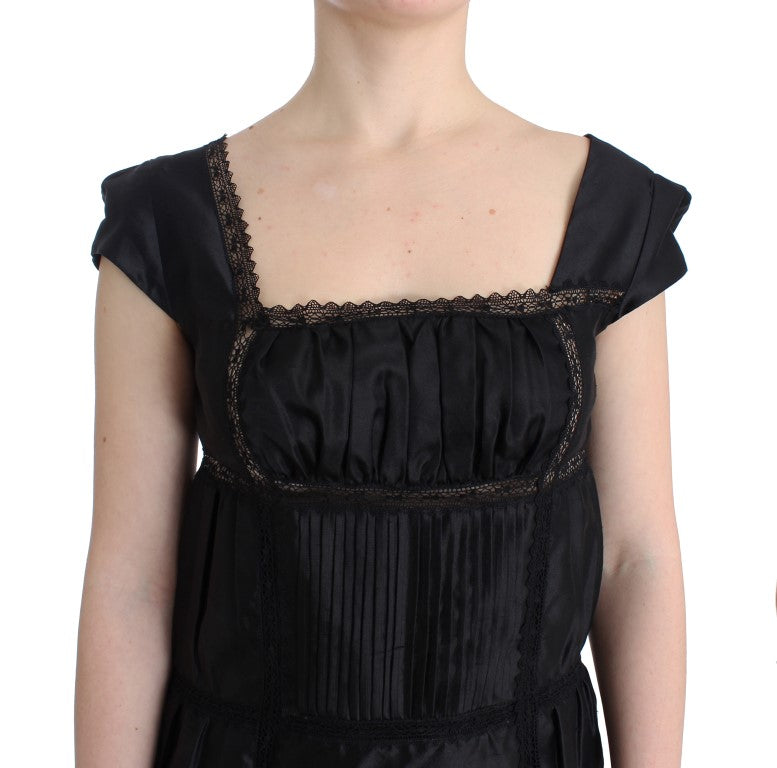 Elegant Black Cocktail Dress - Short Sleeve
