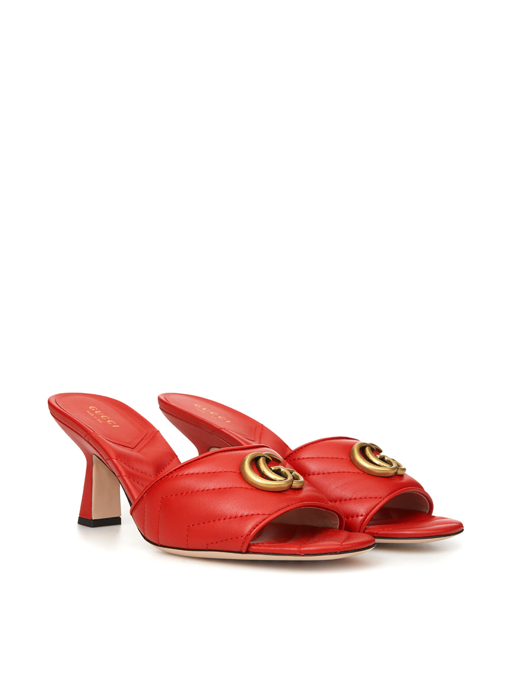 Red Leather Slider Matelassé Sandals