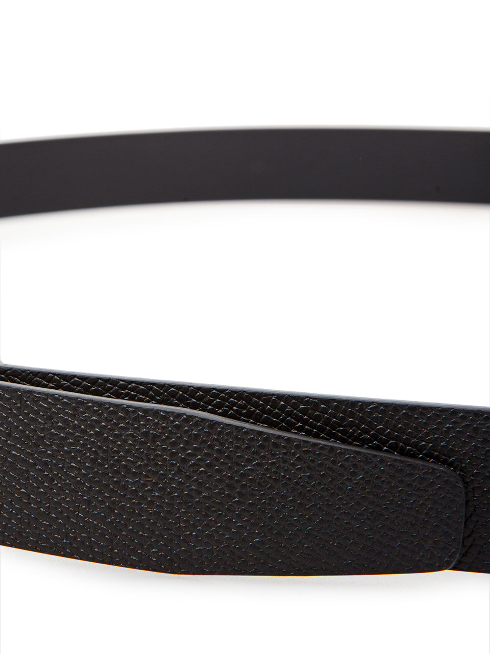 Black Leather Belt with Logo Buckle