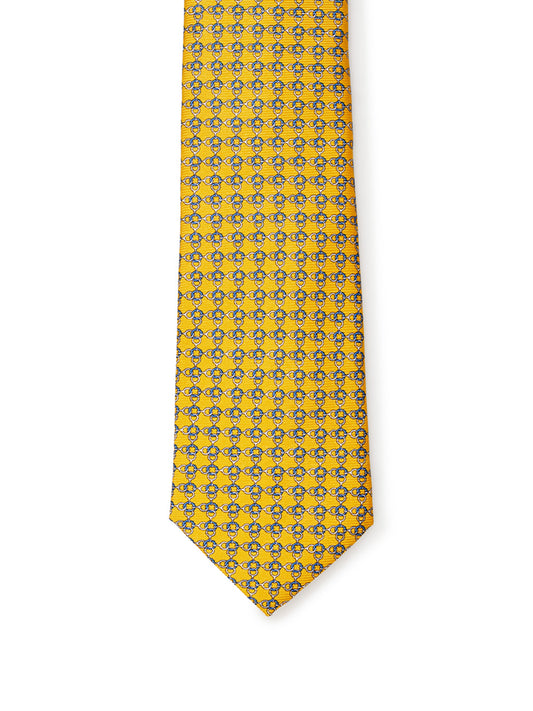 Printed Yellow Silk Tie