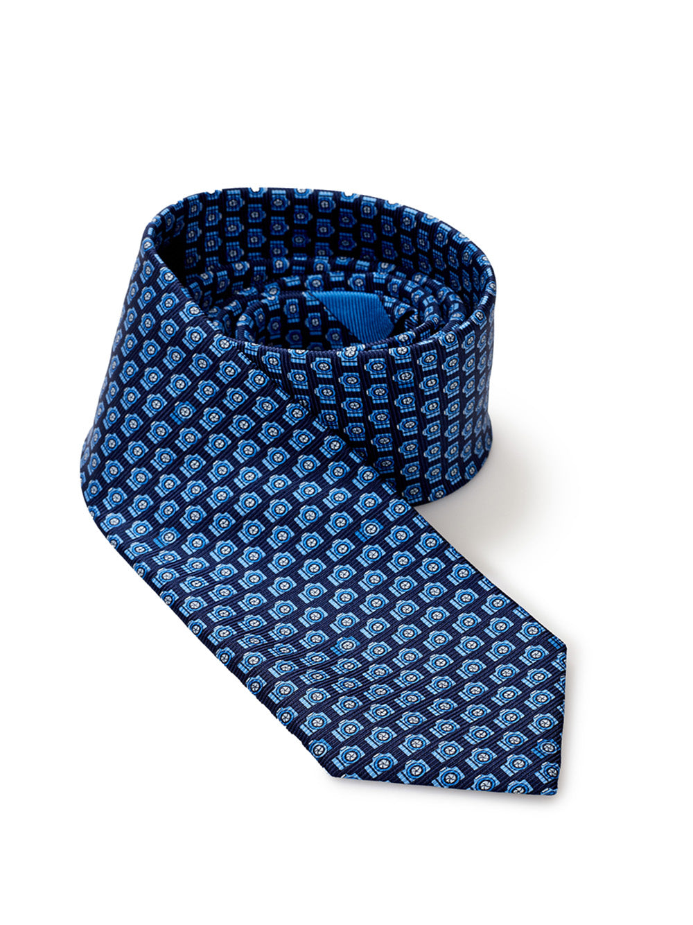 Printed Blue Silk Tie