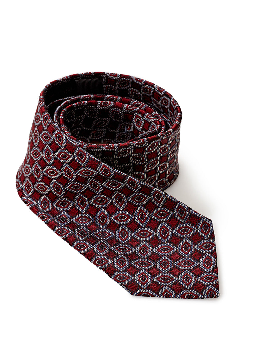 Micro Printed Dark Red Silk Tie