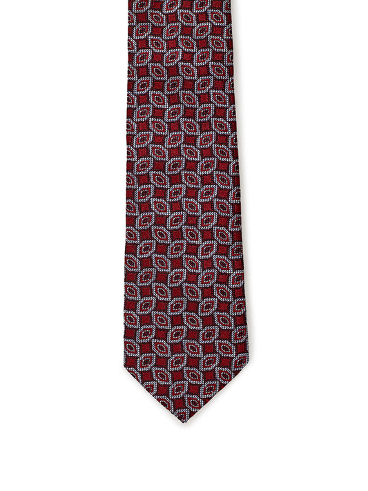 Micro Printed Dark Red Silk Tie