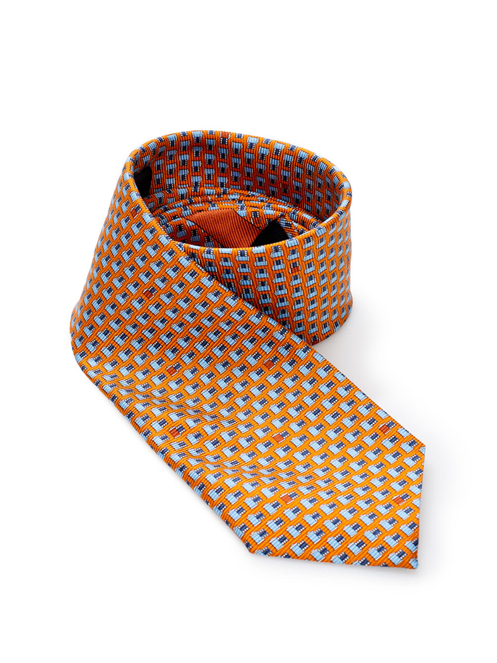 Orange Micro Print Silk Tie