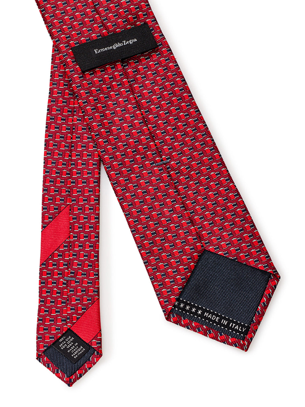 Red silk Tie with Micro Print