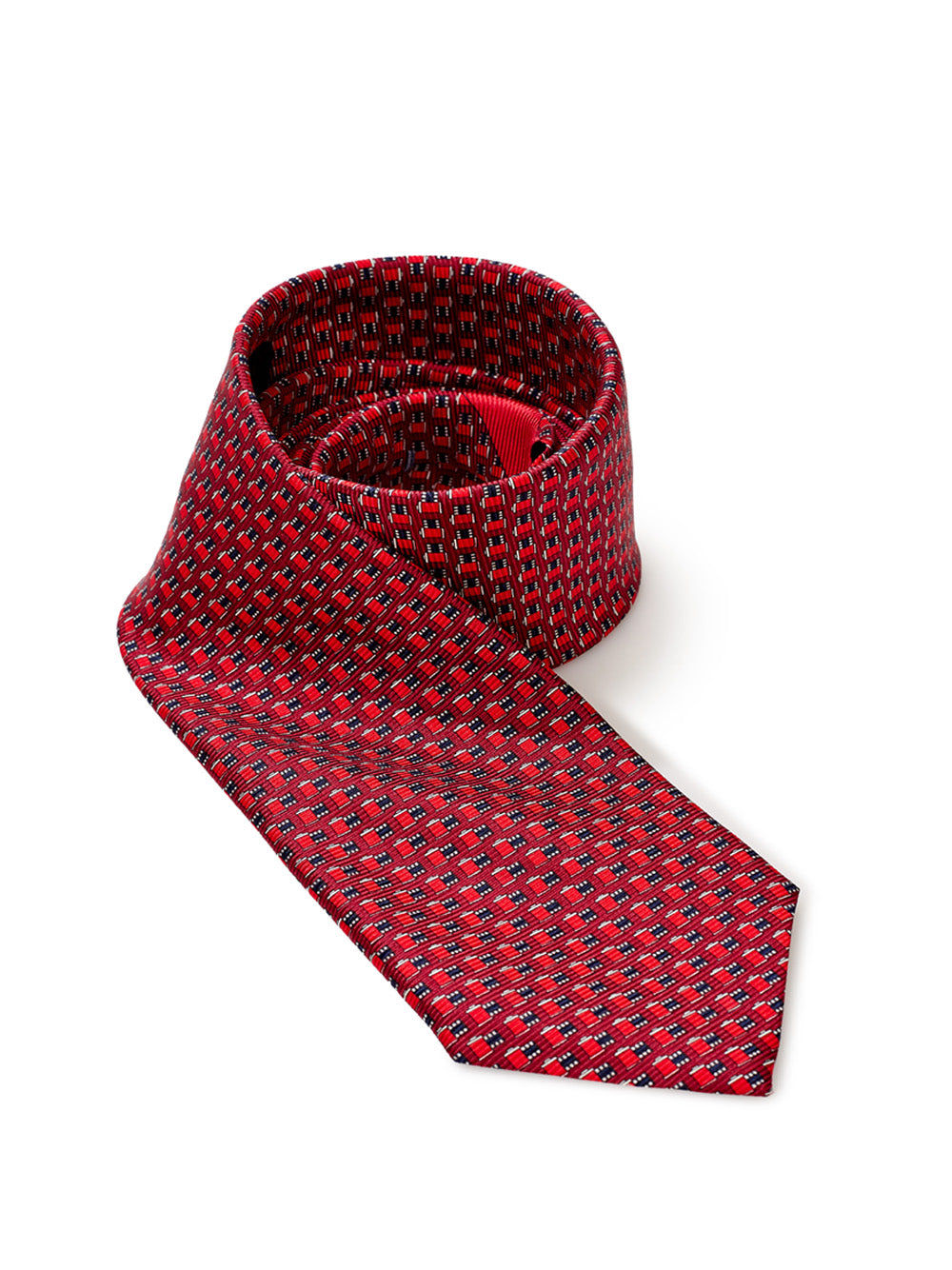 Red silk Tie with Micro Print