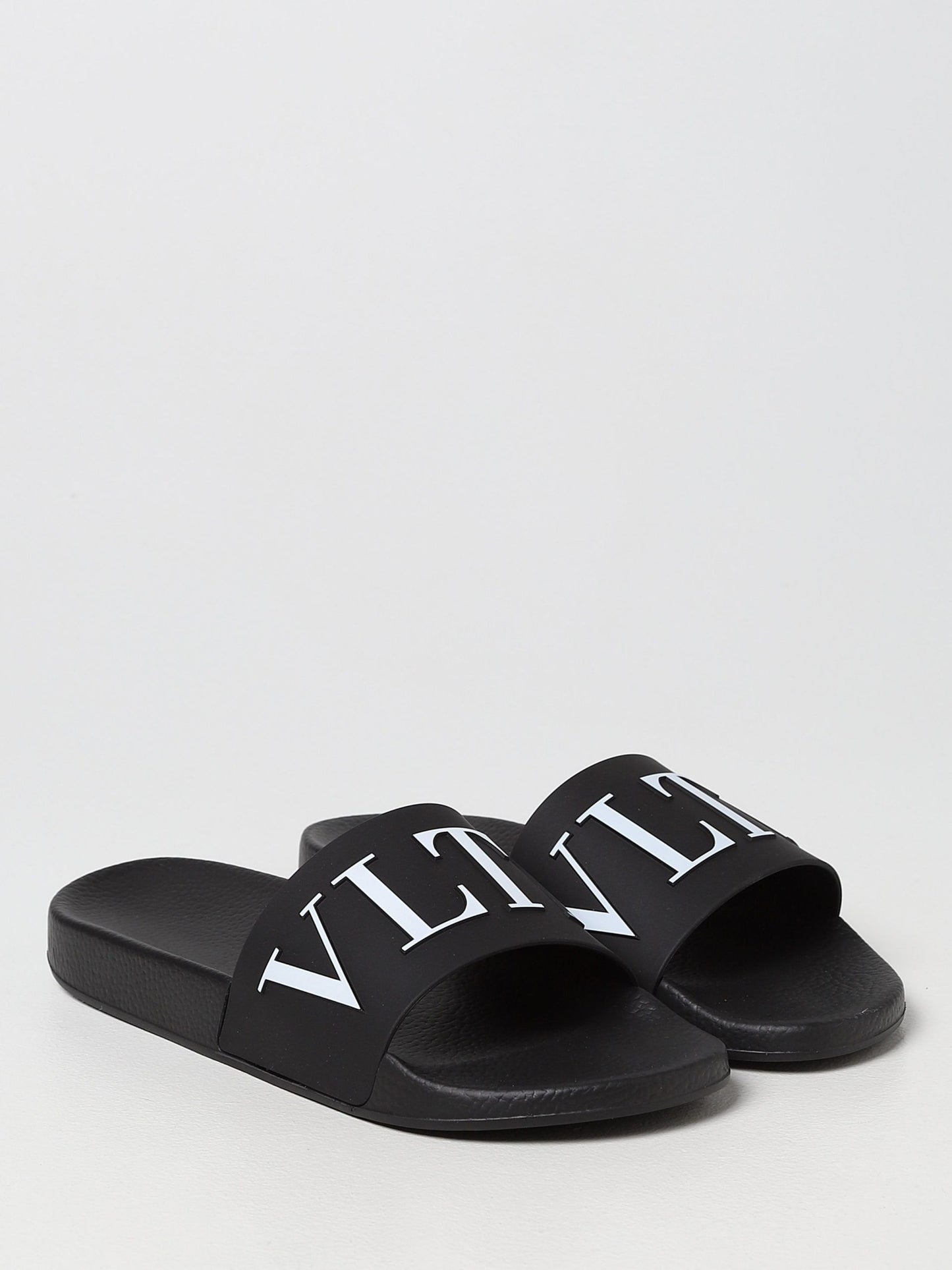 Elegant Black & White Valentino Slides Sandals