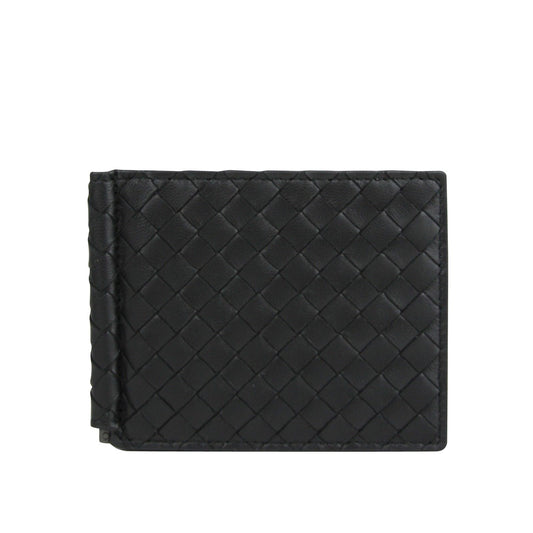 Bottega Veneta Men's Intercciaco Black Leather Intercciaco Woven Wallet