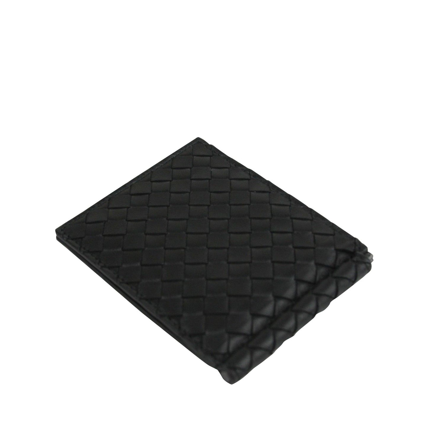 Bottega Veneta Men's Intercciaco Black Leather Intercciaco Woven Wallet