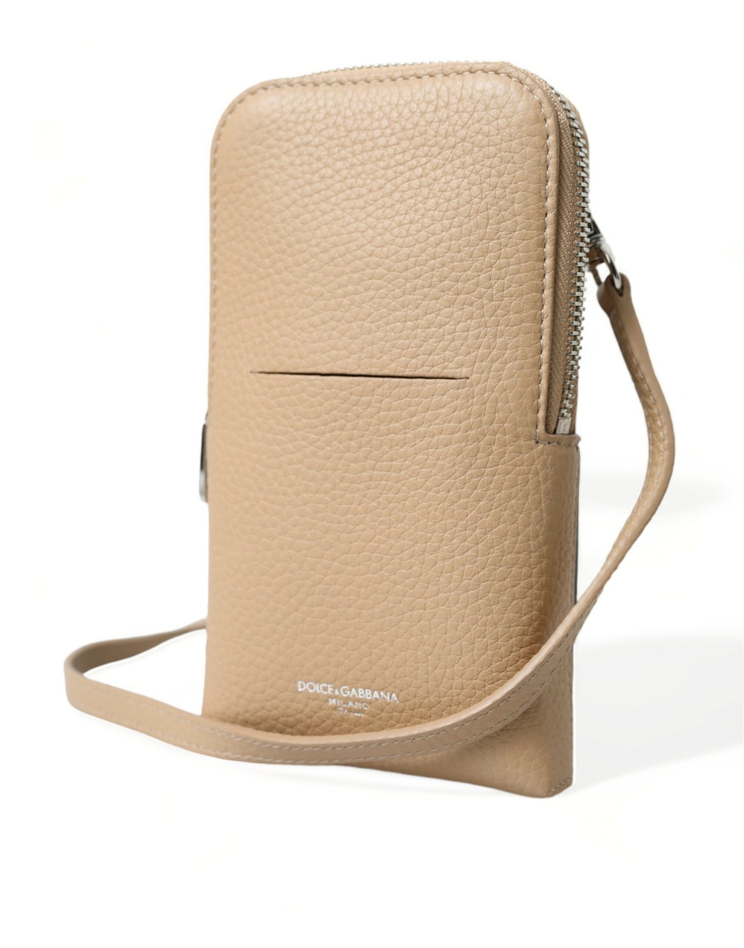 Beige Leather Purse Crossbody Sling Phone Bag