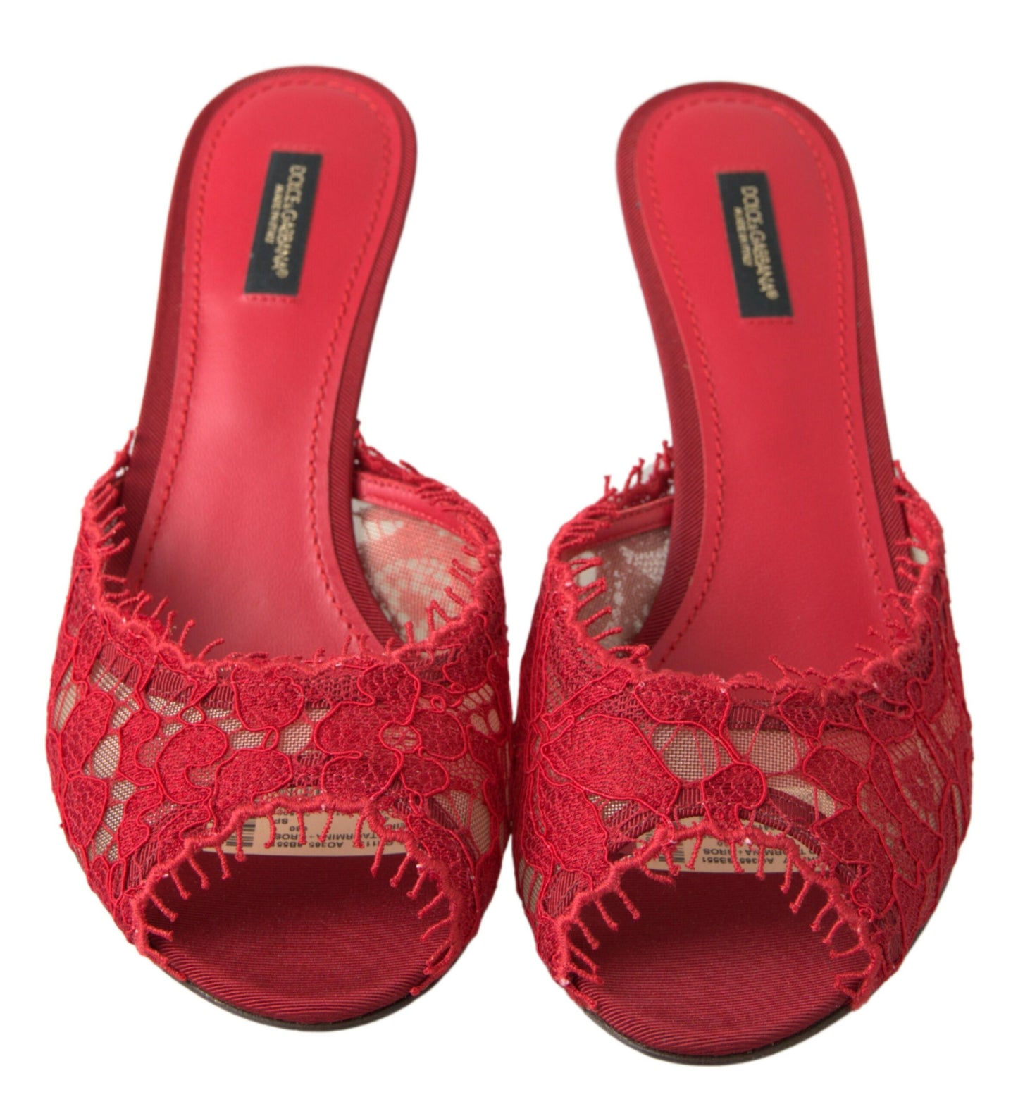 Red Taormina Lace Heels Sandals