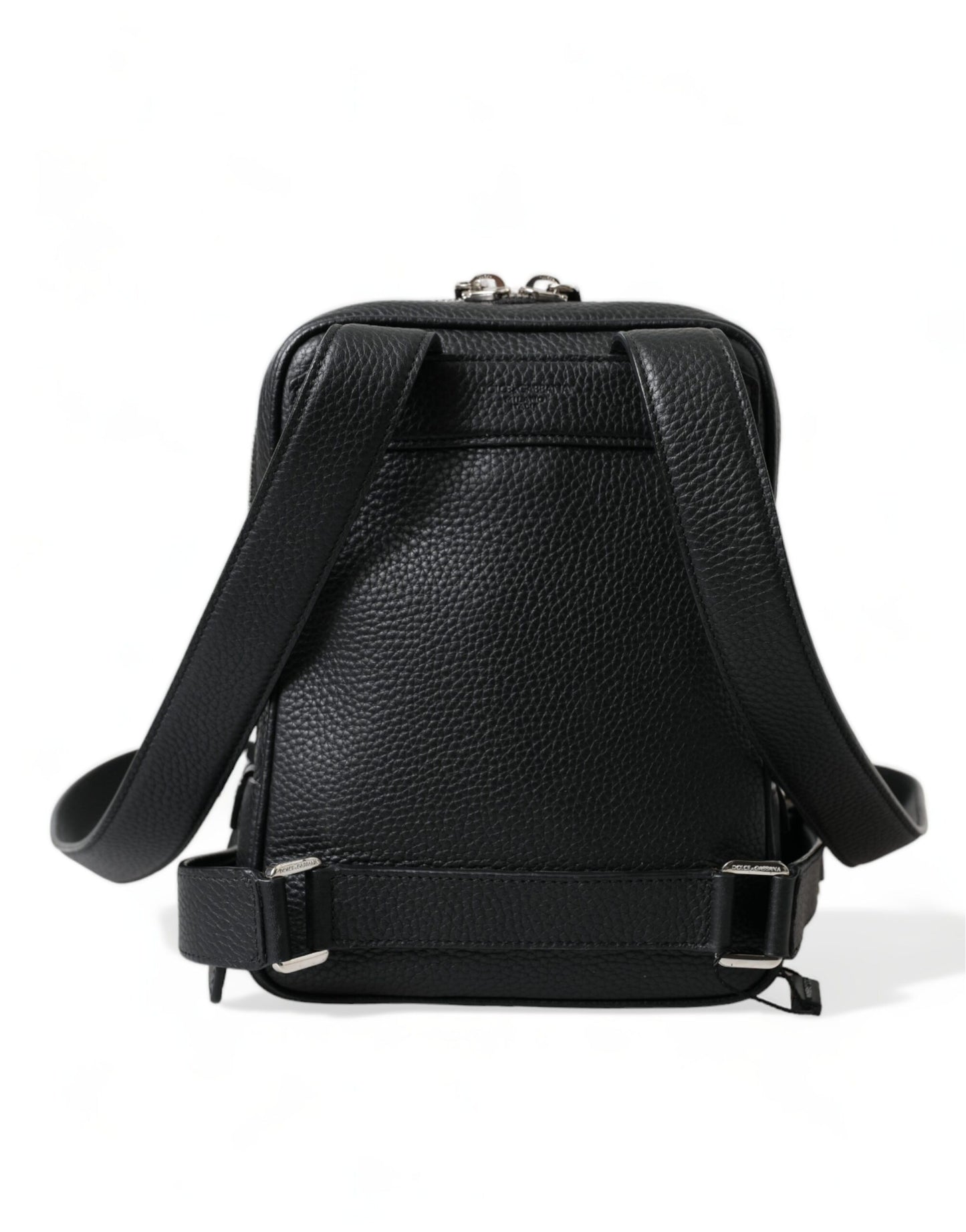 Black Calfskin Leather Logo Palermo Backpack Bag