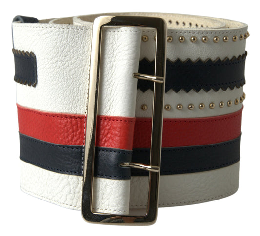 Multicolor Leather Wide Statement Belt