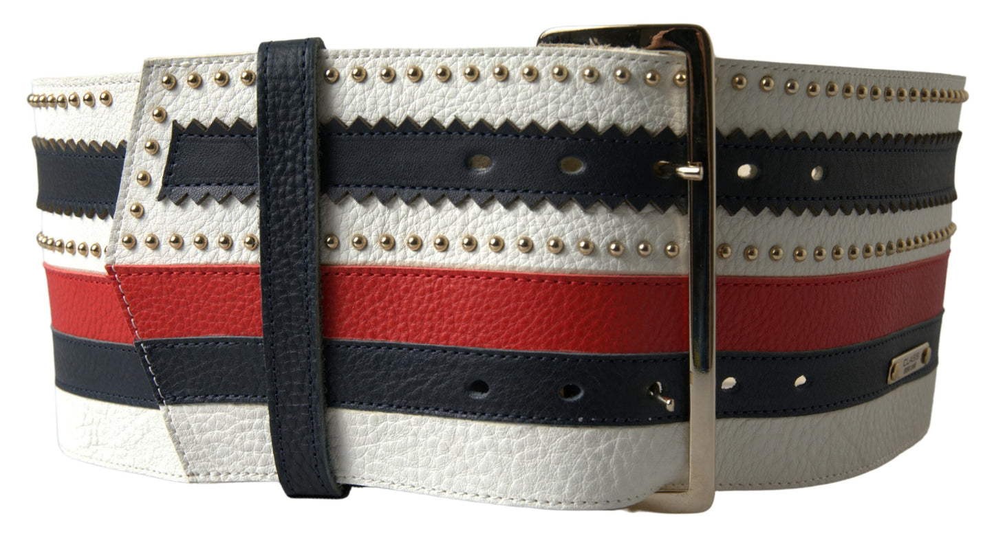 Multicolor Leather Wide Statement Belt