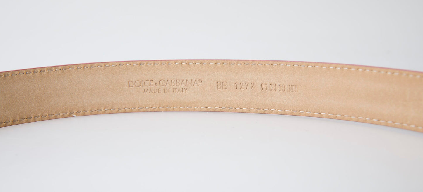 Crystal Embellished Pink Leather Belt