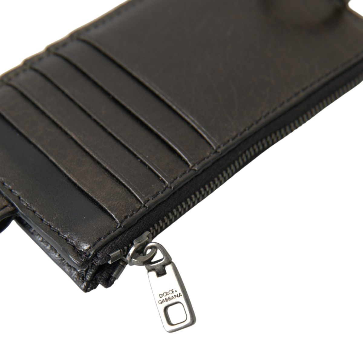 Elegant Black Leather Lanyard Cardholder