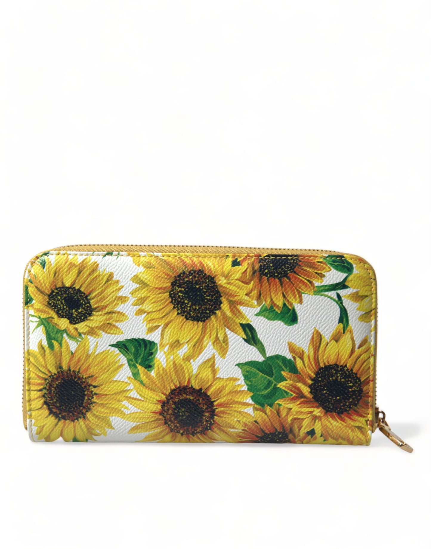 White Sunflower Leather DG Zip Around Continental Wallet