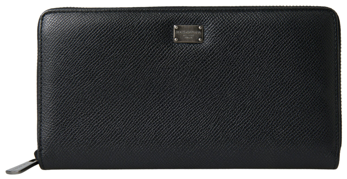 Elegant Black Leather Zip Wallet