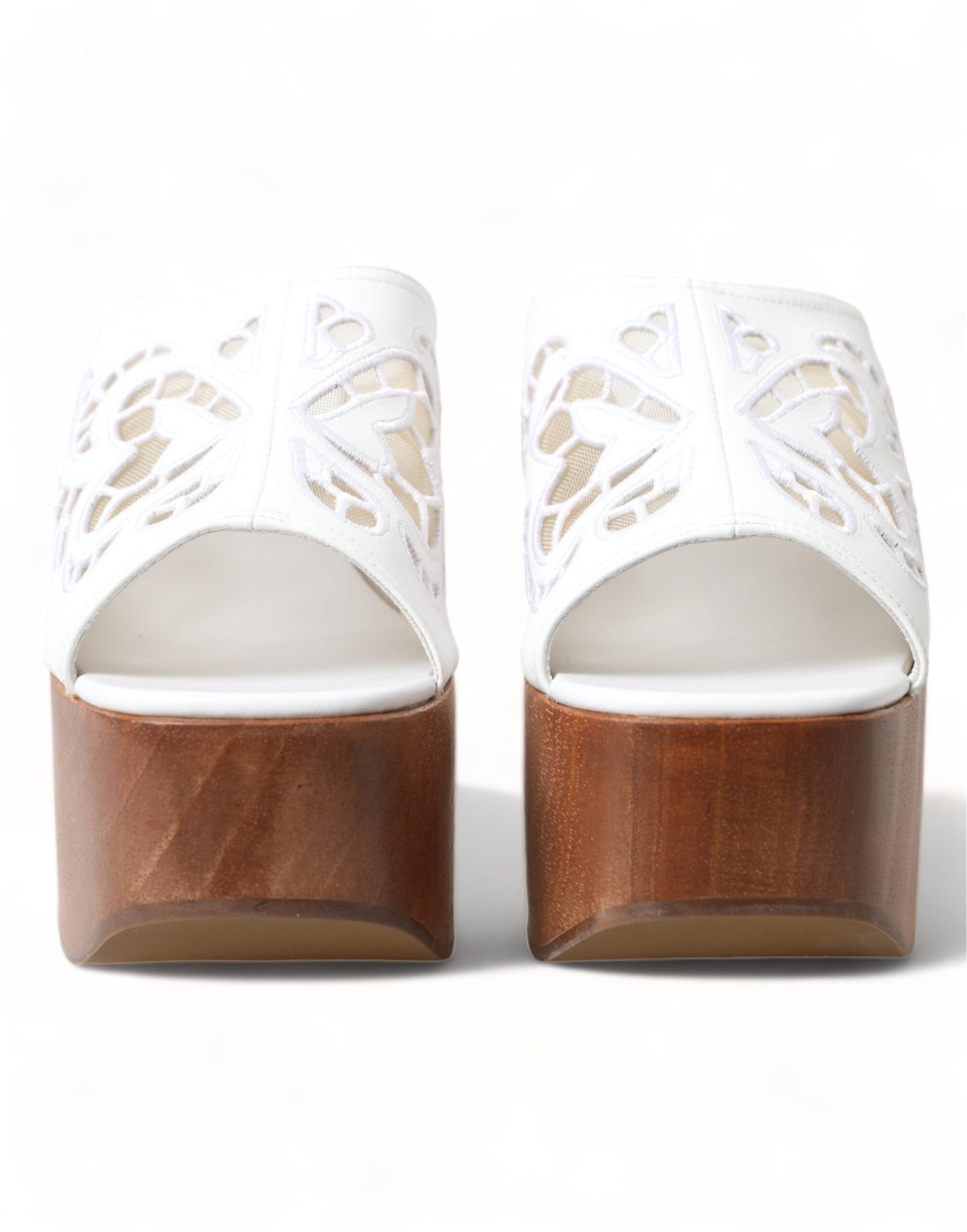 Chic White Leather Wedge Sandals