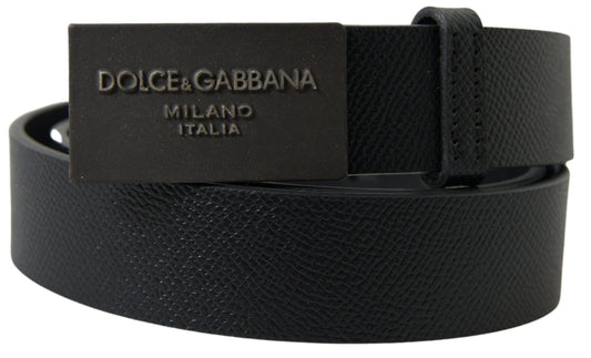 Elegant Black Leather Belt with Logo Buckle