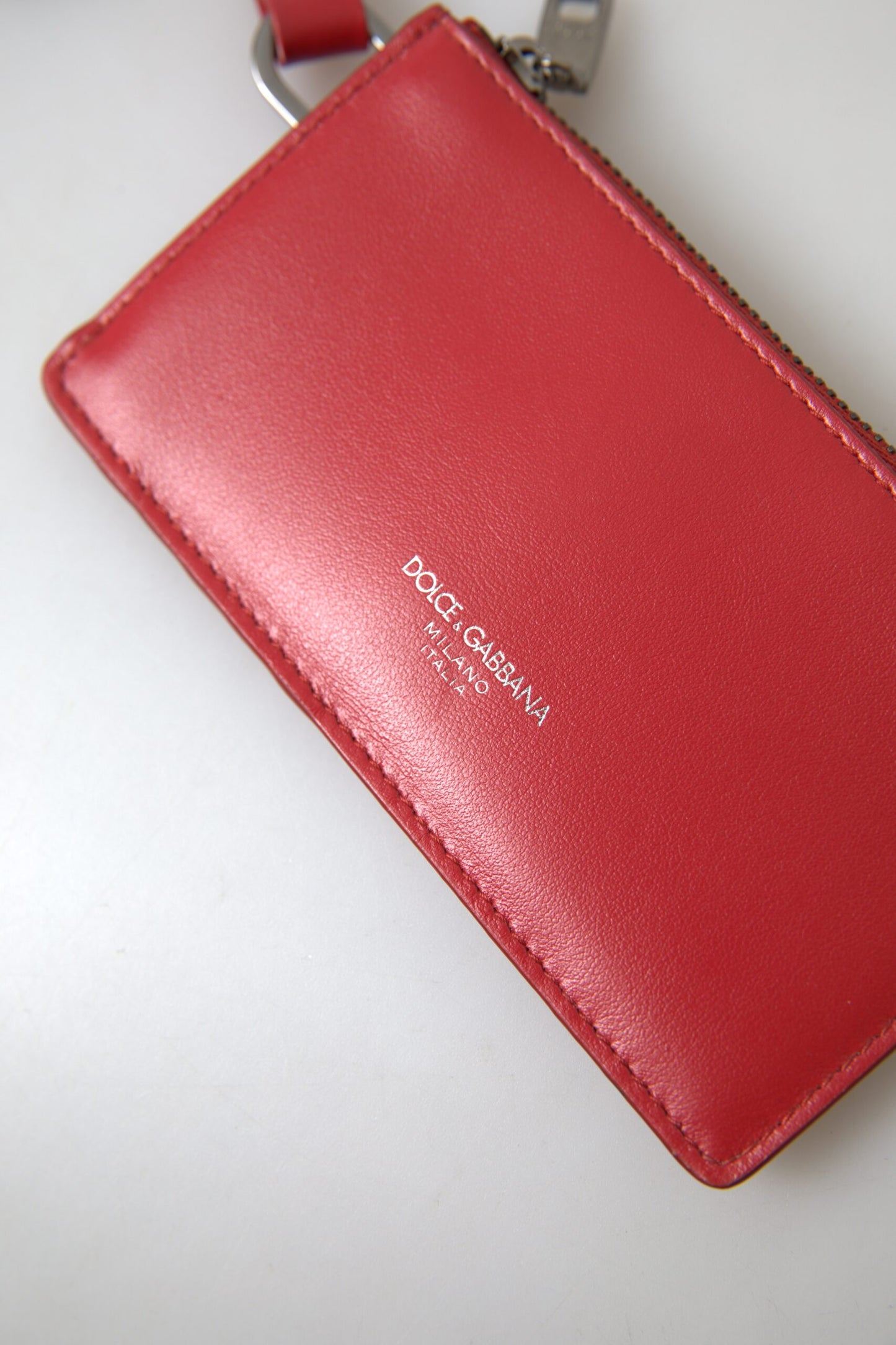 Chic Red Leather Card Holder Wallet