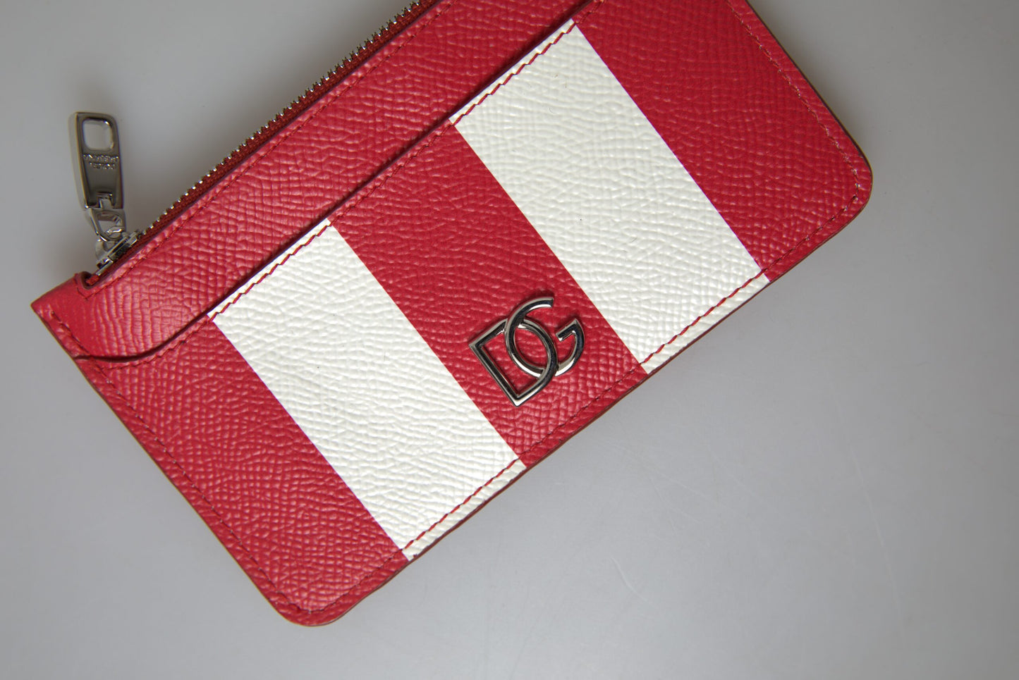 Elegant Striped Leather Card Holder