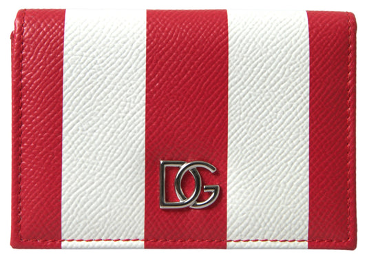 Elegance Unfolded: Red & White Leather Bifold Wallet