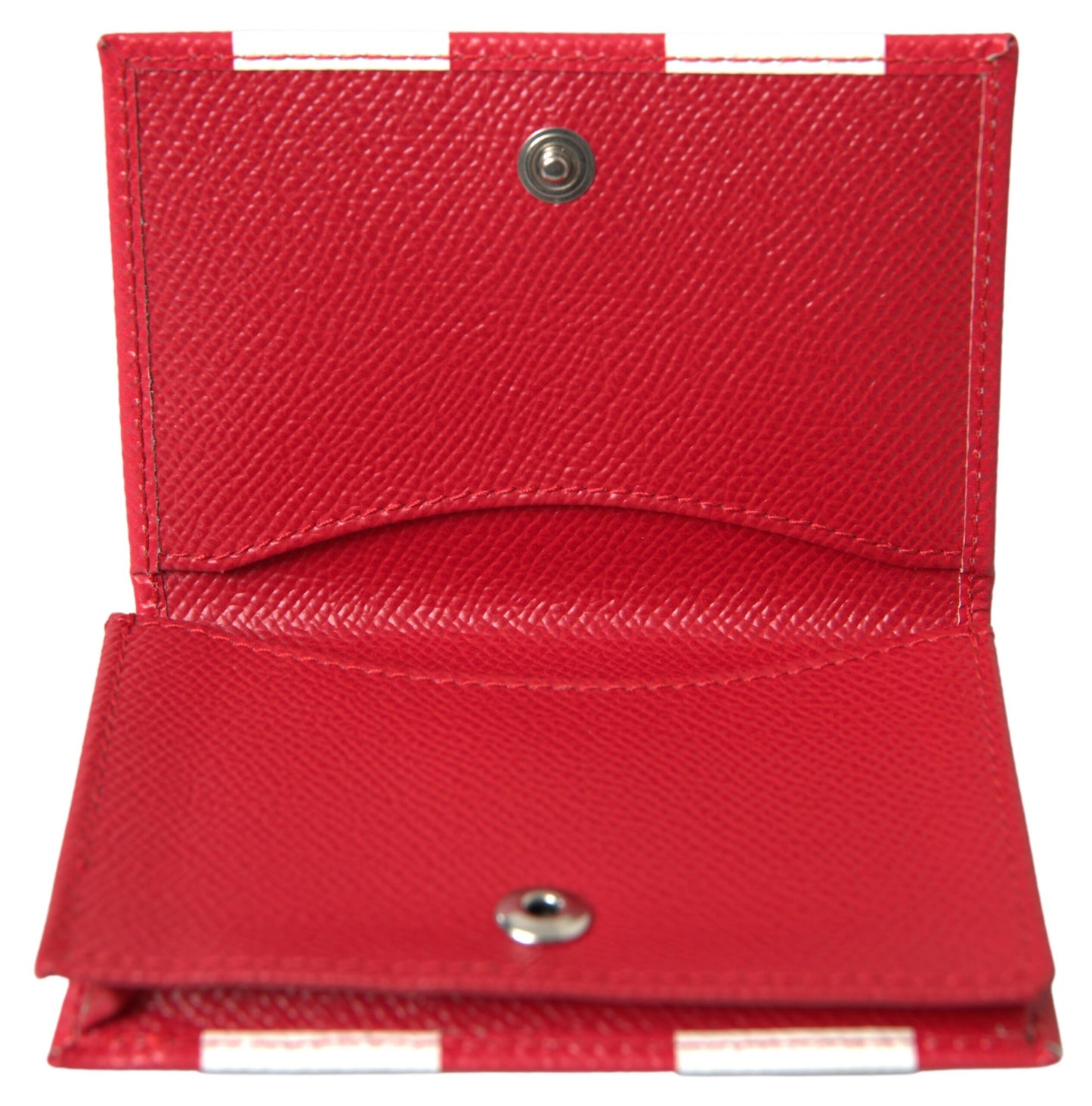 Elegance Unfolded: Red & White Leather Bifold Wallet