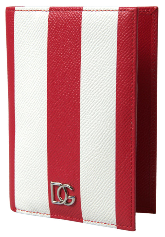 Elegant Striped Leather Passport Holder