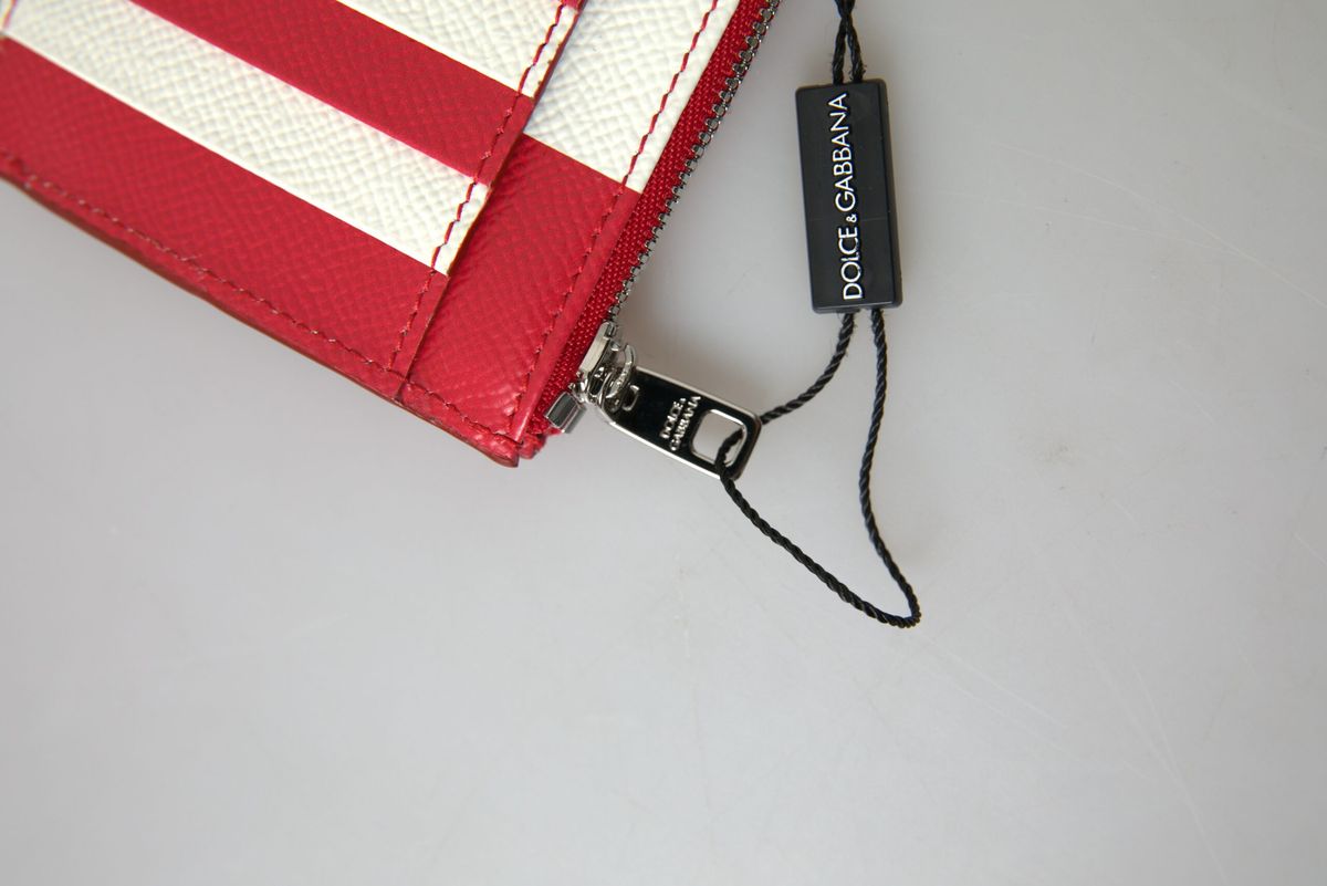 Elegant Striped Leather Card Holder