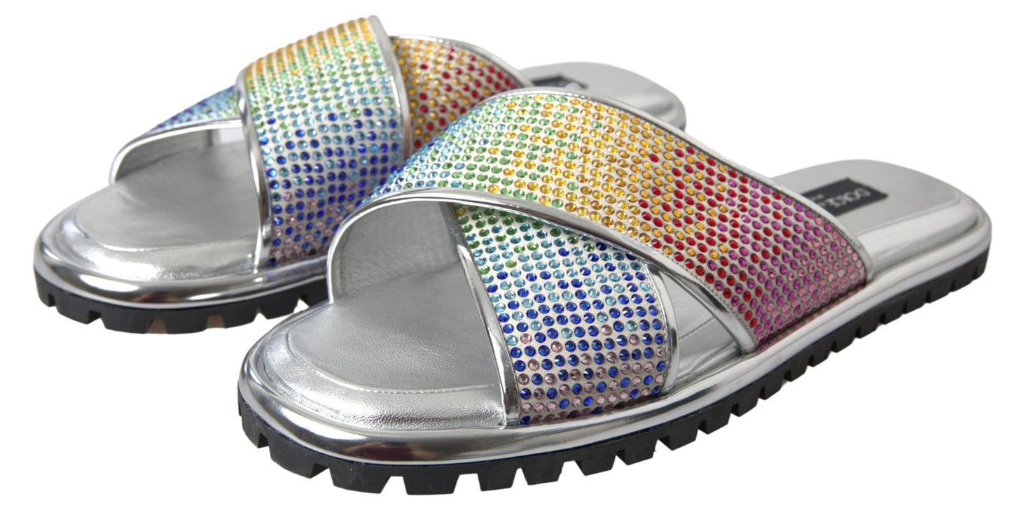 Dolce & Gabbana Sparkling Silver Slides