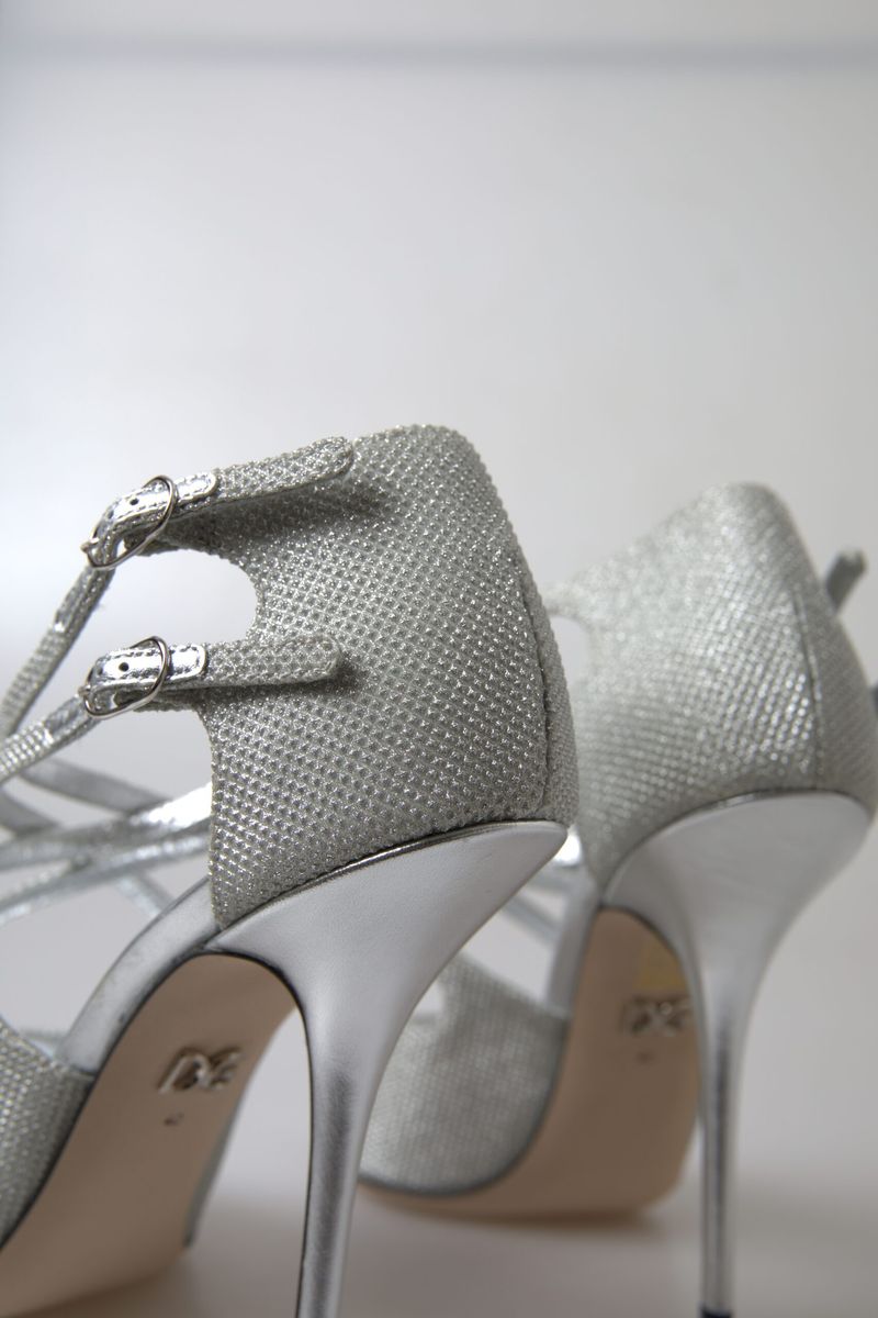 Elegant Shimmering Silver High-Heeled Sandals