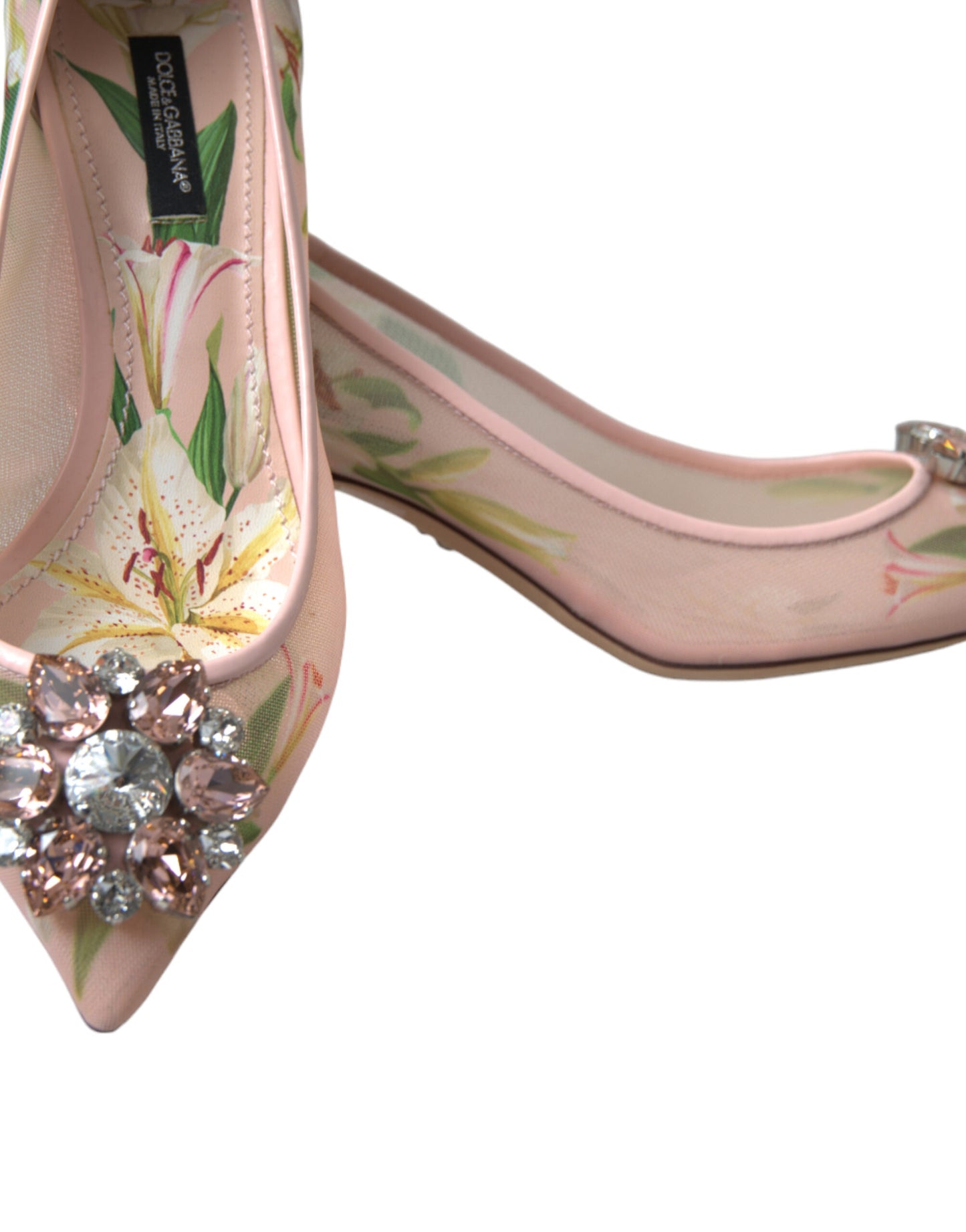 Elegant Pink Floral Crystal Pumps