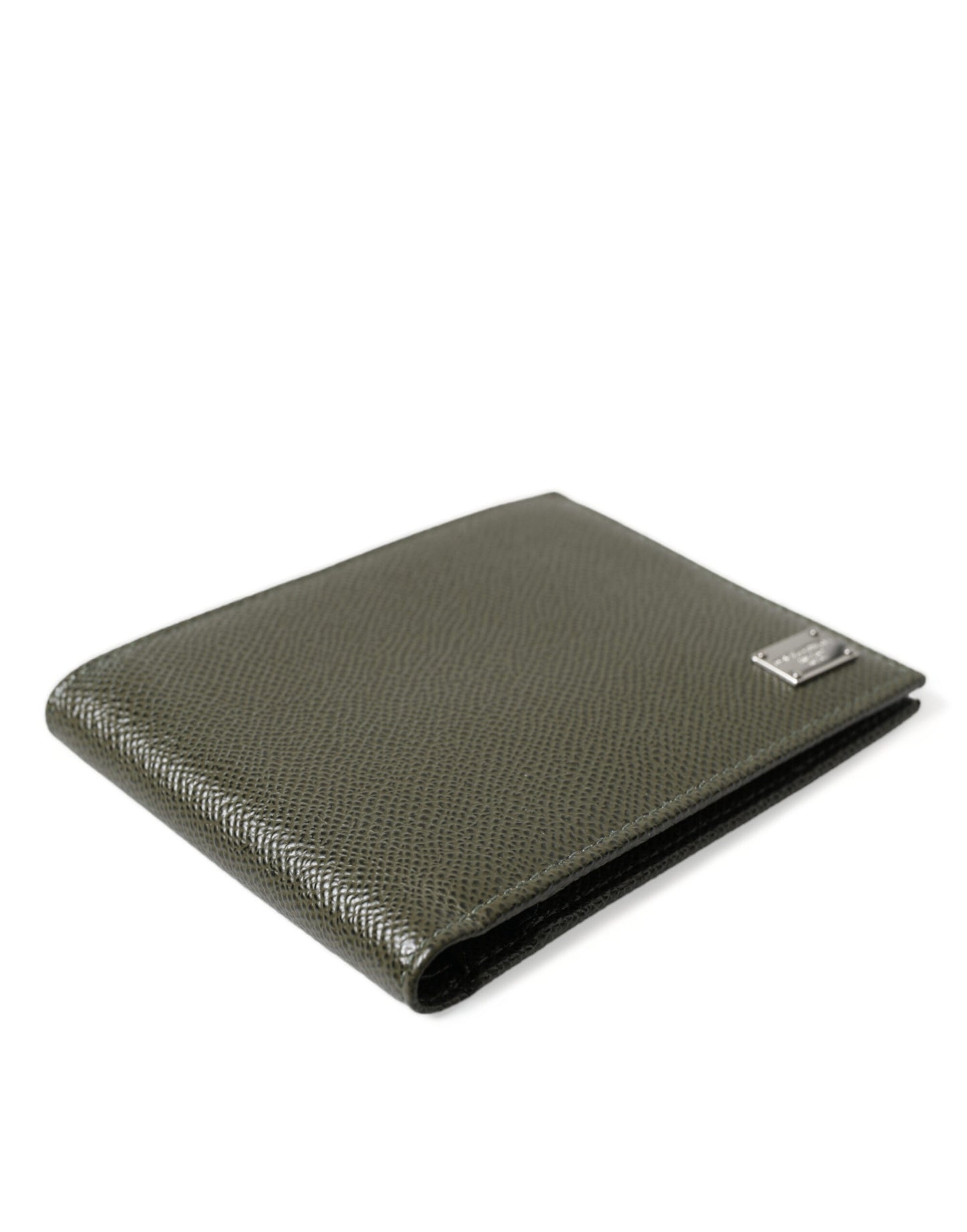 Olive Green Calfskin Leather Bifold Card Holder Wallet